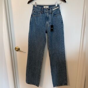Abercrombie High Rise The Loose Jeans 23 Long | Curve Love | Rhinestone | NWT